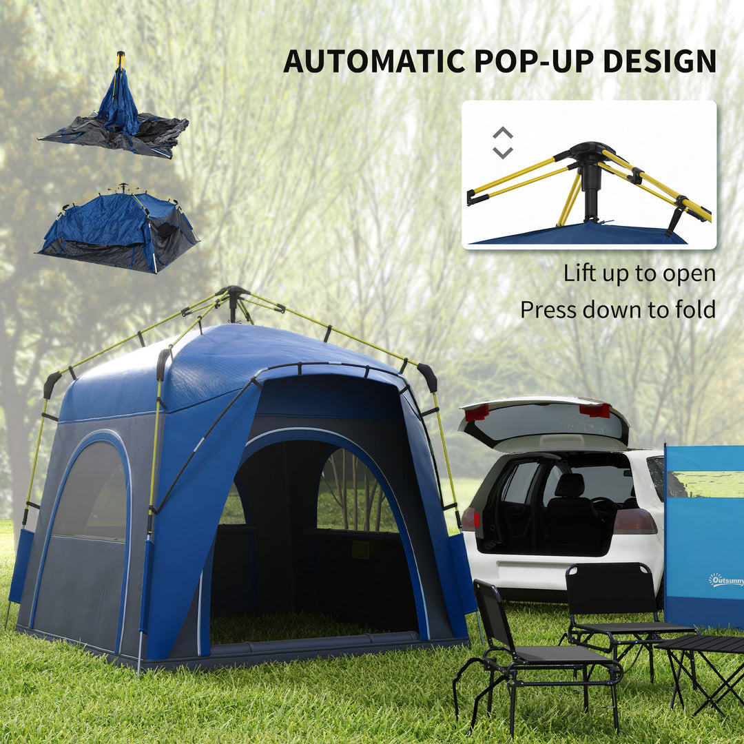 4 Person Automatic Camping Tent, Outdoor Pop Up Tent, Portable Backpacking Dome Shelter, Grey