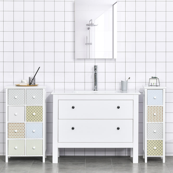 HOMCOM Chest of Drawers, 4 Drawer Dresser, Storage Organizer Toilet Tissue Cabinet for Bedroom, Bathroom