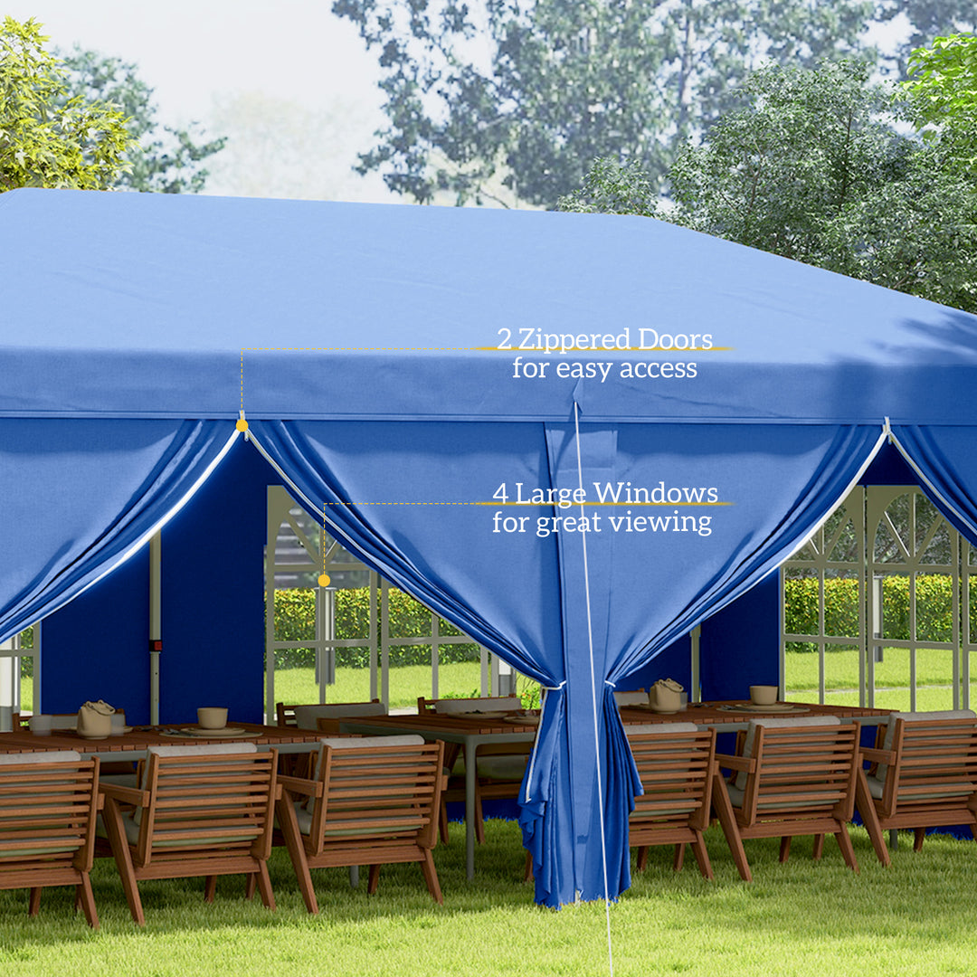 Garden Heavy Duty Water Resistant Pop Up Gazebo Marquee Tent 3 x 6m - Blue