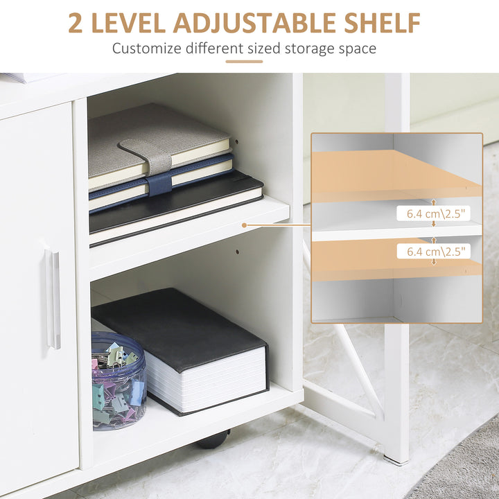 Multi-Storage Printer Stand Unit Office Desk Side Mobile Storage w/ Wheels Modern Style 60L x 50W x 65.5H cm - Oak