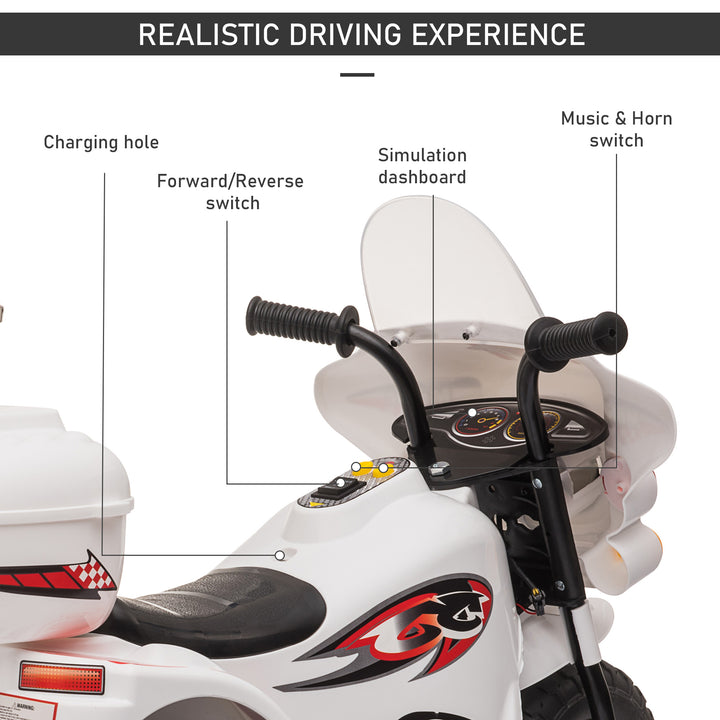 Toddlers Electric PP Motorcycle Ride On Trike White