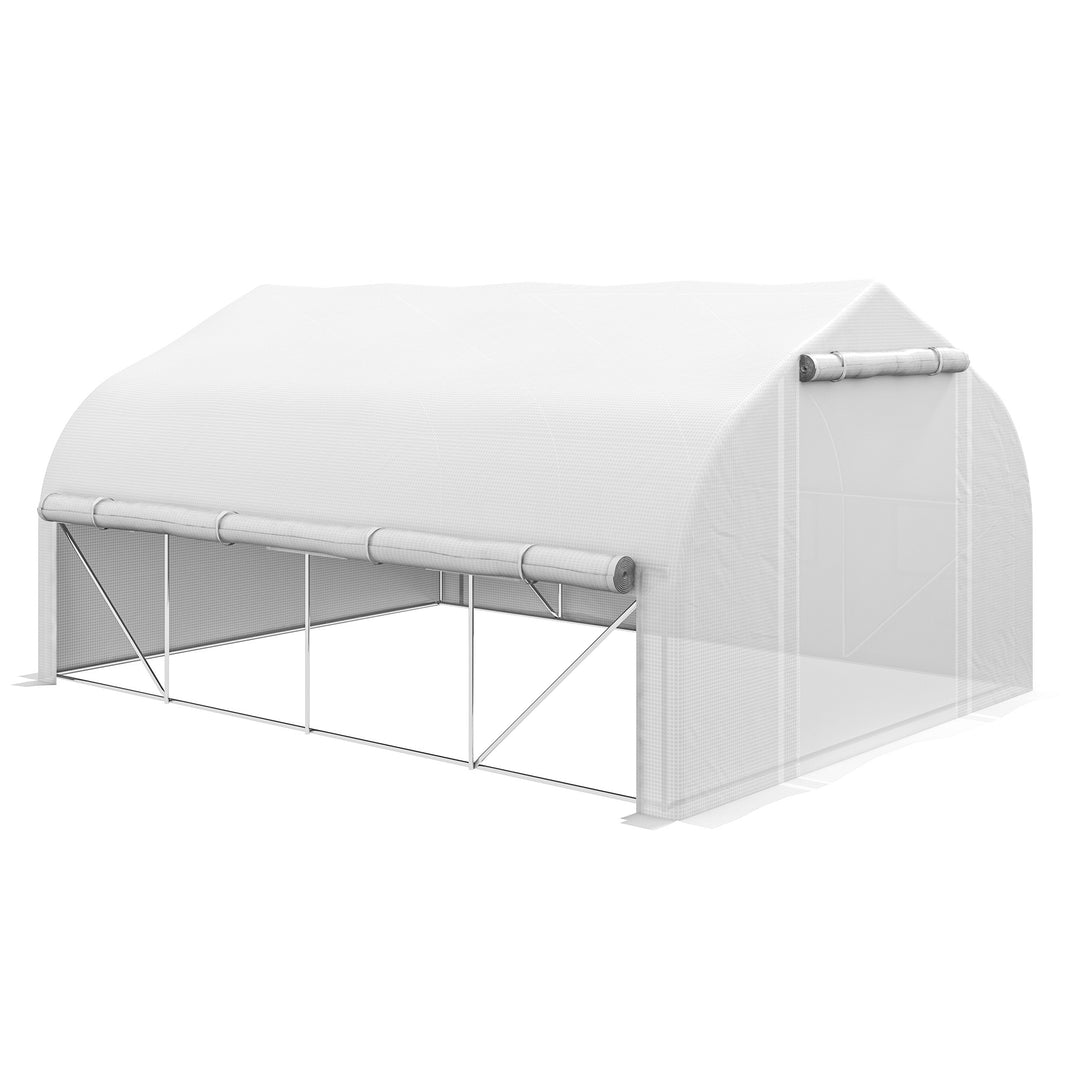 Walk-in Polytunnel Greenhouse, Tunnel Warm House Tent-White