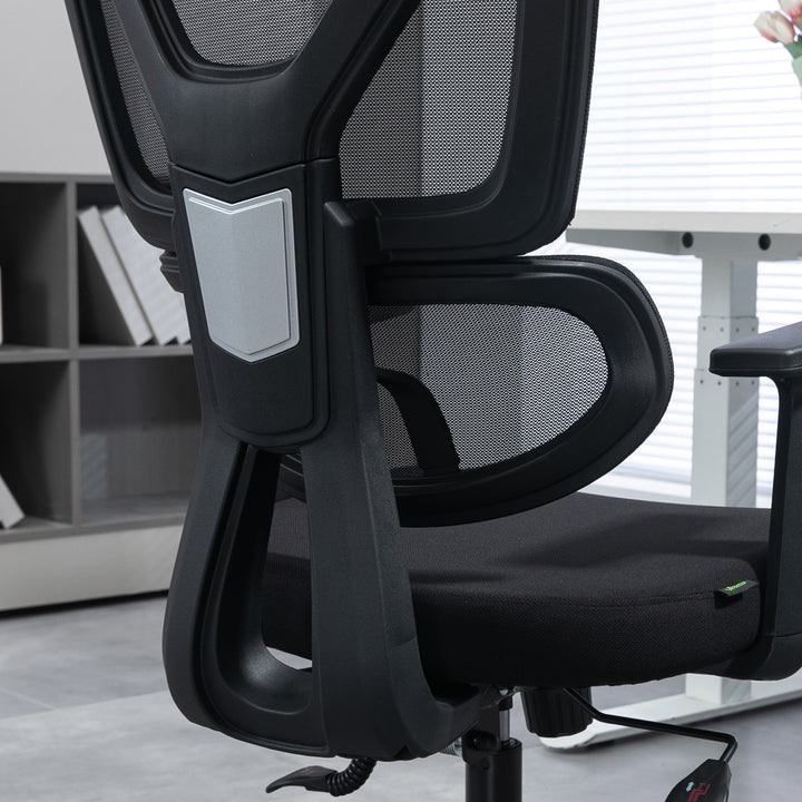 Vinsetto Mesh Office Chair, Ergonomic High-Back Swivel Desk Chair with Adjustable Height, Headrest, Lumbar Support, Padded Seat for Home Office Black