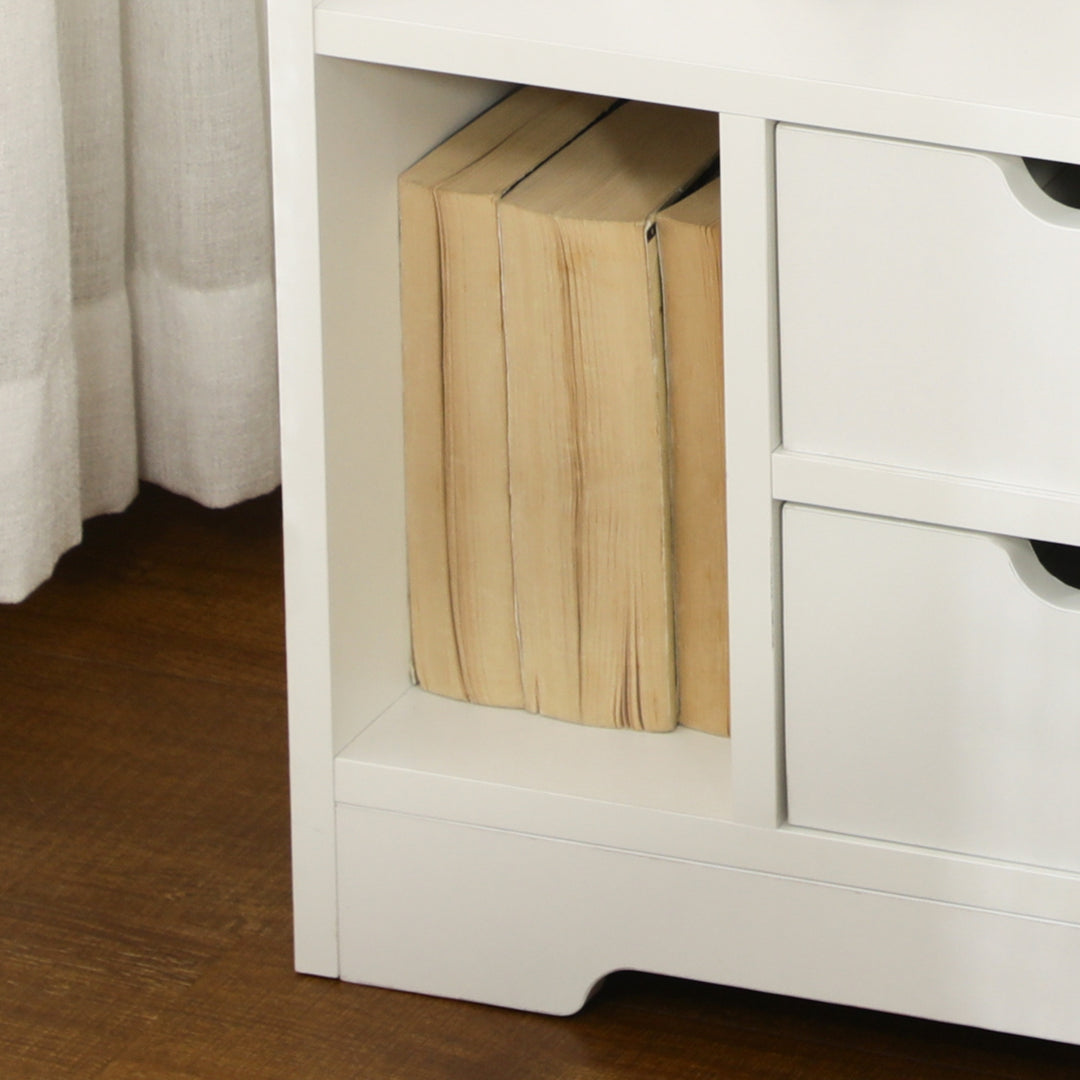 Bedside Table with 2 Drawers and Storage Shelves for Living Room Bedroom Accent Table Small Cabinet, White