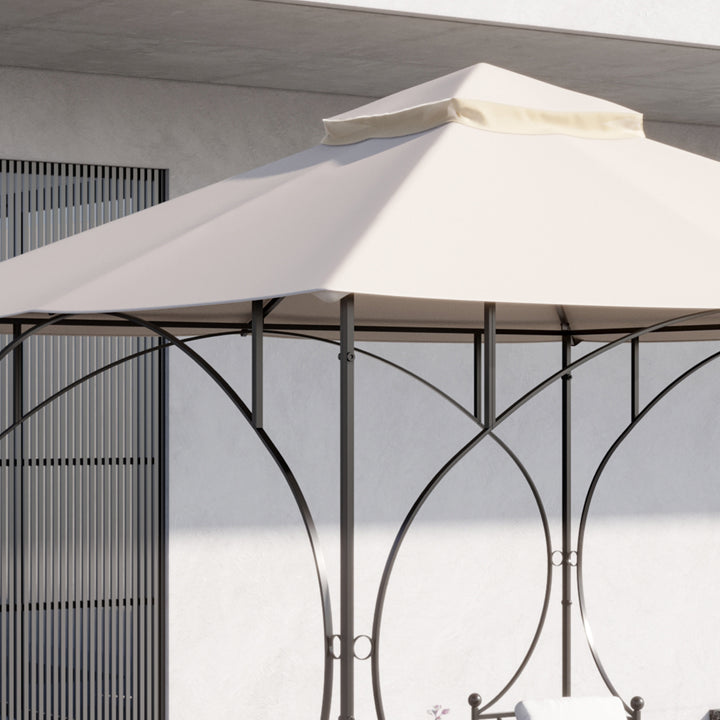 3x3(M) Replacement Gazebo Canopy, Double Tier Roof Top for Garden, Patio, Outdoor, Beige (TOP ONLY)