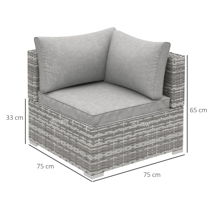 PE Rattan Wicker Corner Sofa Garden Furniture Single Sofa Chair w/ Cushions, Grey