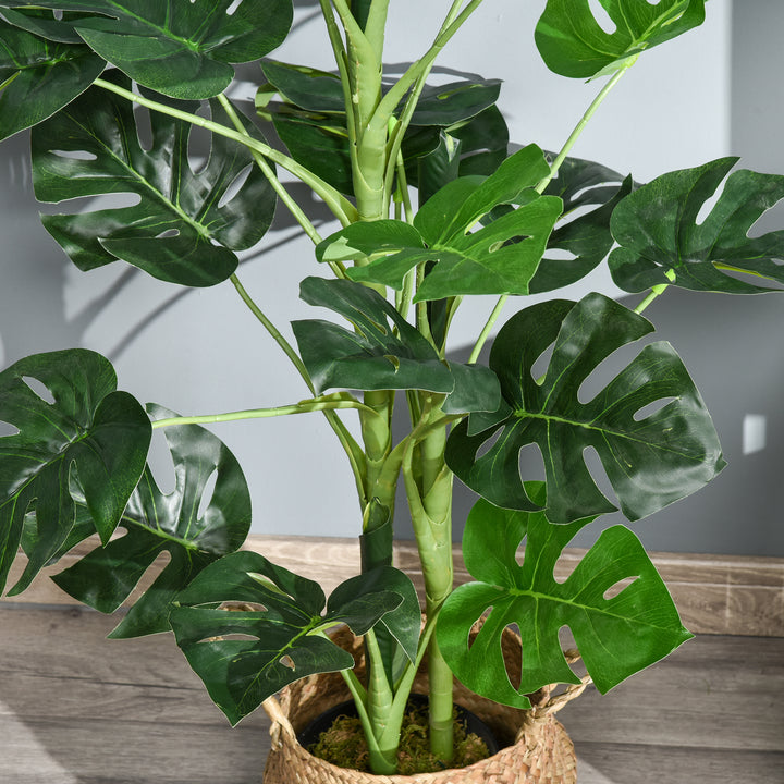 Artificial Monstera Tree with Nursery Pot, Fake Tropical Palm Tree