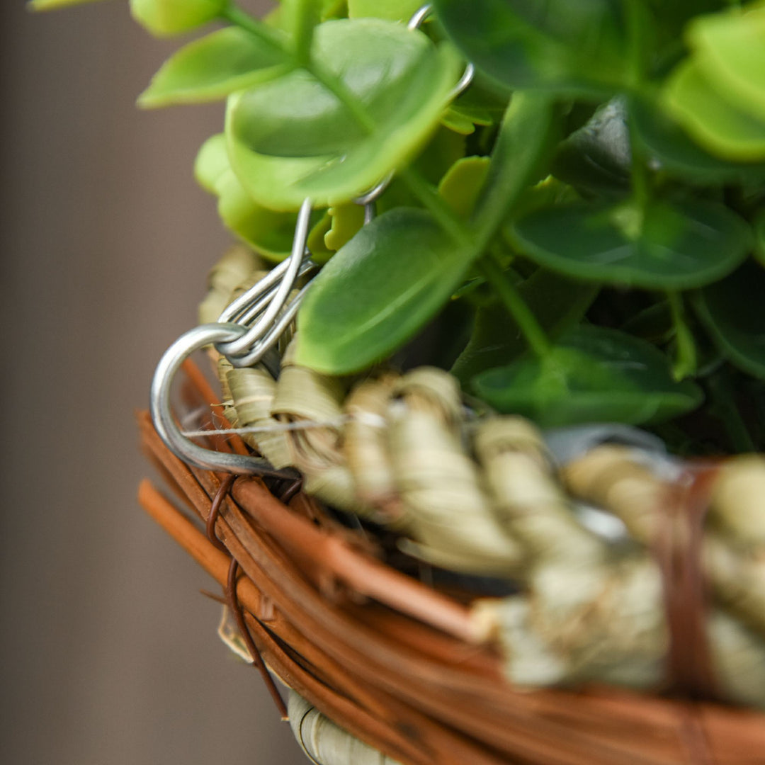 Pack of 2 Artificial Clematis Flowers Hanging Planter Basket for Indoor Outdoor Decoration