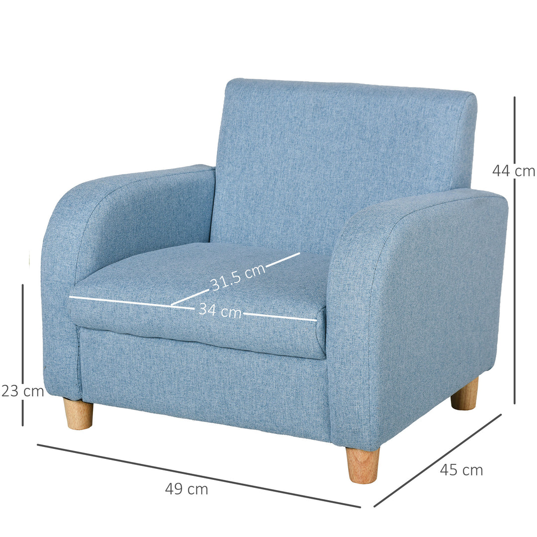 Kids Sofa Mini Sofa Armchair Wood Frame Anti-Slip Legs High Back Bedroom Playroom Furniture for 3-6 Ages, Blue