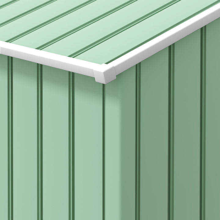 7ft x 4ft Lockable Garden Metal Storage Shed Large Patio Roofed Tool Storage Building Foundation Sheds Box Outdoor Furniture, Light Green