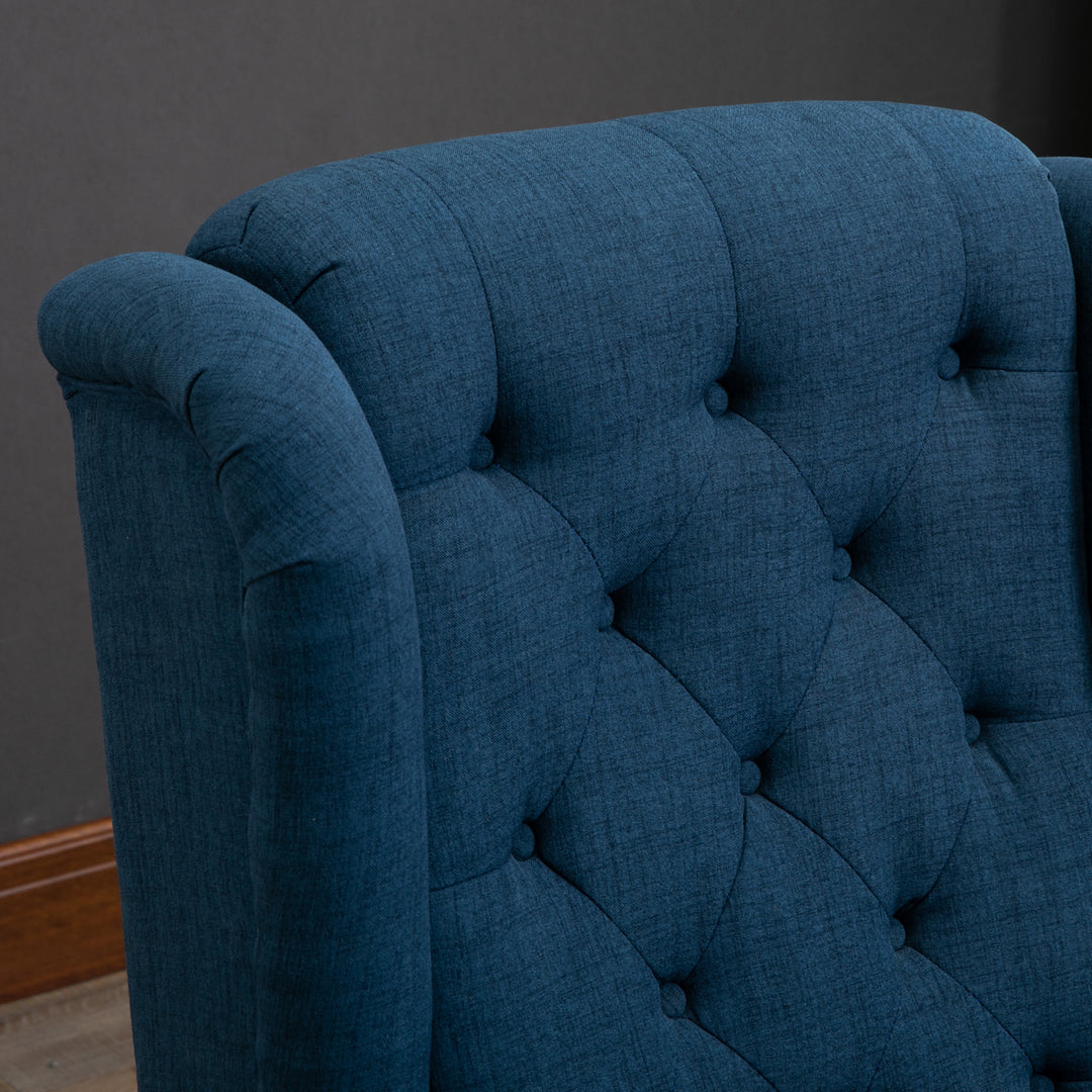 Wingback Accent Chair, Retro Upholstered Button Tufted Occasional Chair for Living Room and Bedroom, Blue