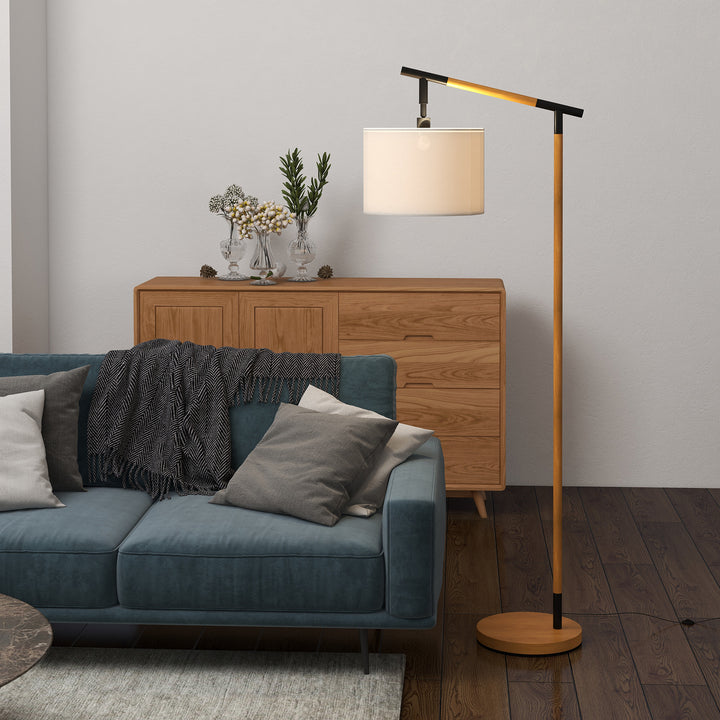 Modern Floor Lamp with 350¡ Rotating Lampshade, for Living Room and Bedroom, LED Bulb Included, Brown