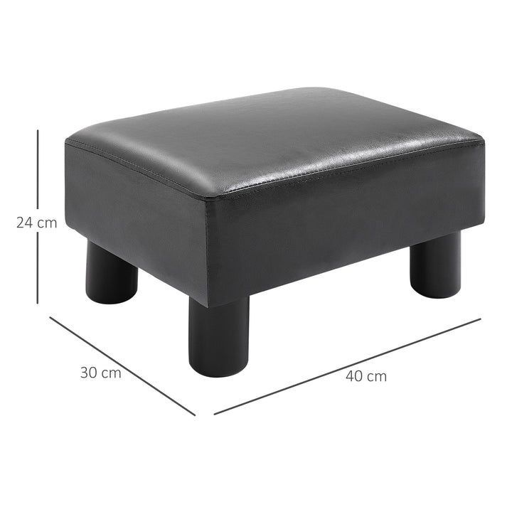 PU Leather Footstool Foot Rest Small Seat Foot Rest Chair - Black