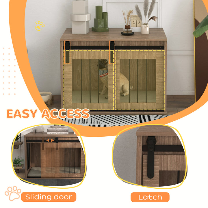 Dog Crate Furniture with Removable Cushion for Medium-Sized Dogs, 80 x 54 x57 cm, Brown