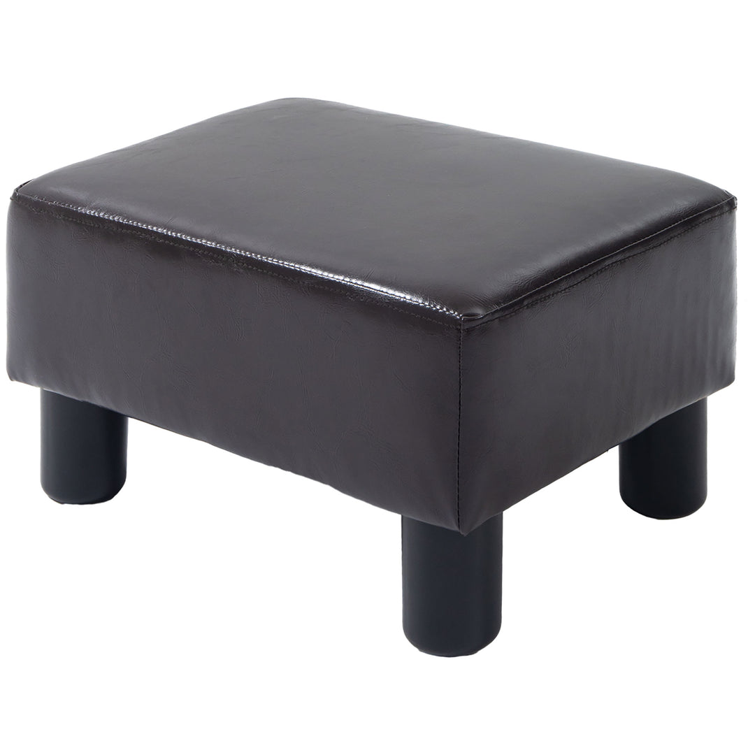 PU Faux Leather Footstool Ottoman Cube w/ 4 Plastic Legs Black