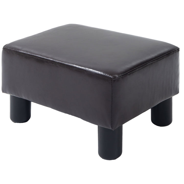 PU Faux Leather Footstool Ottoman Cube w/ 4 Plastic Legs Black