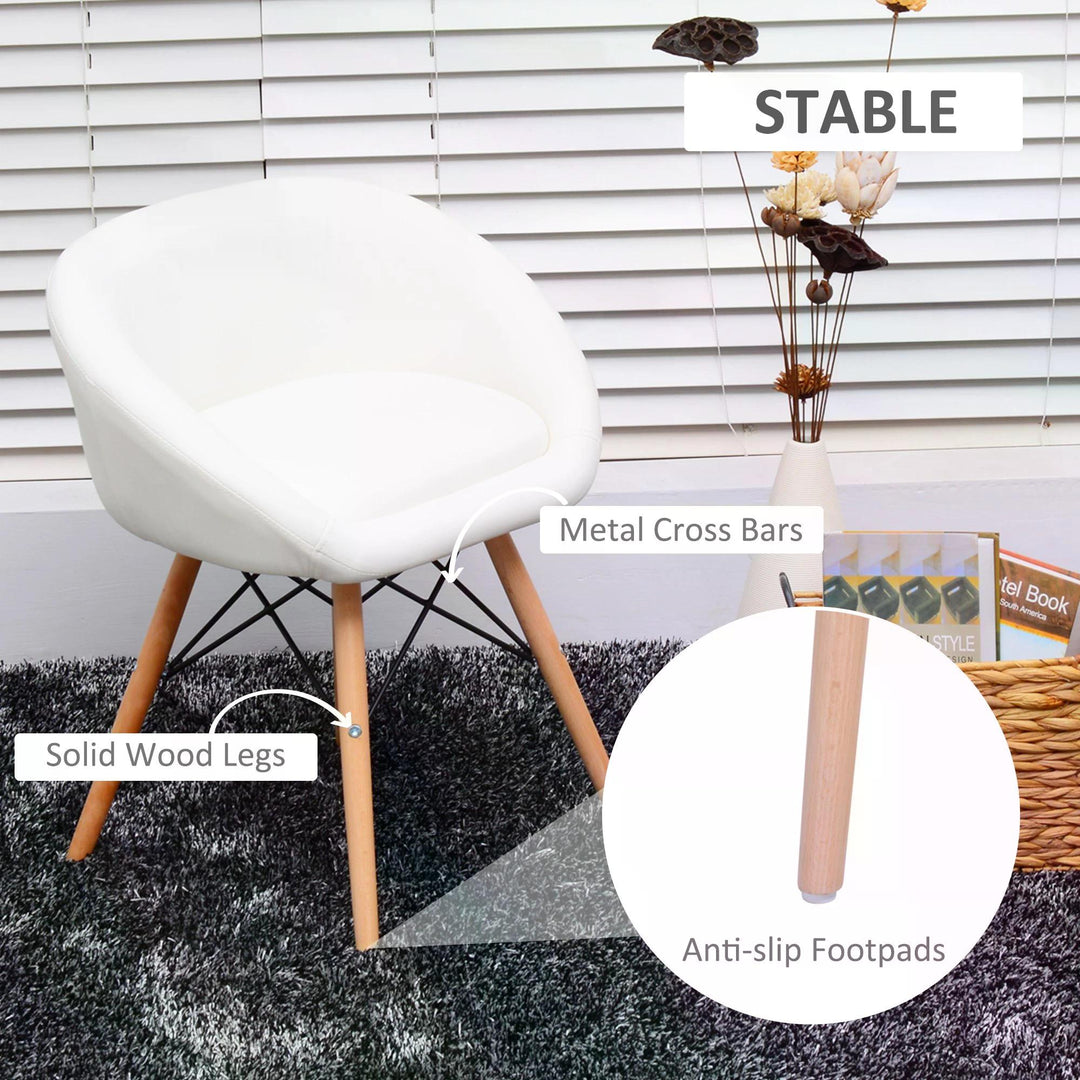 Faux Leather Lounge Chair W/Solid Wooden Legs-White