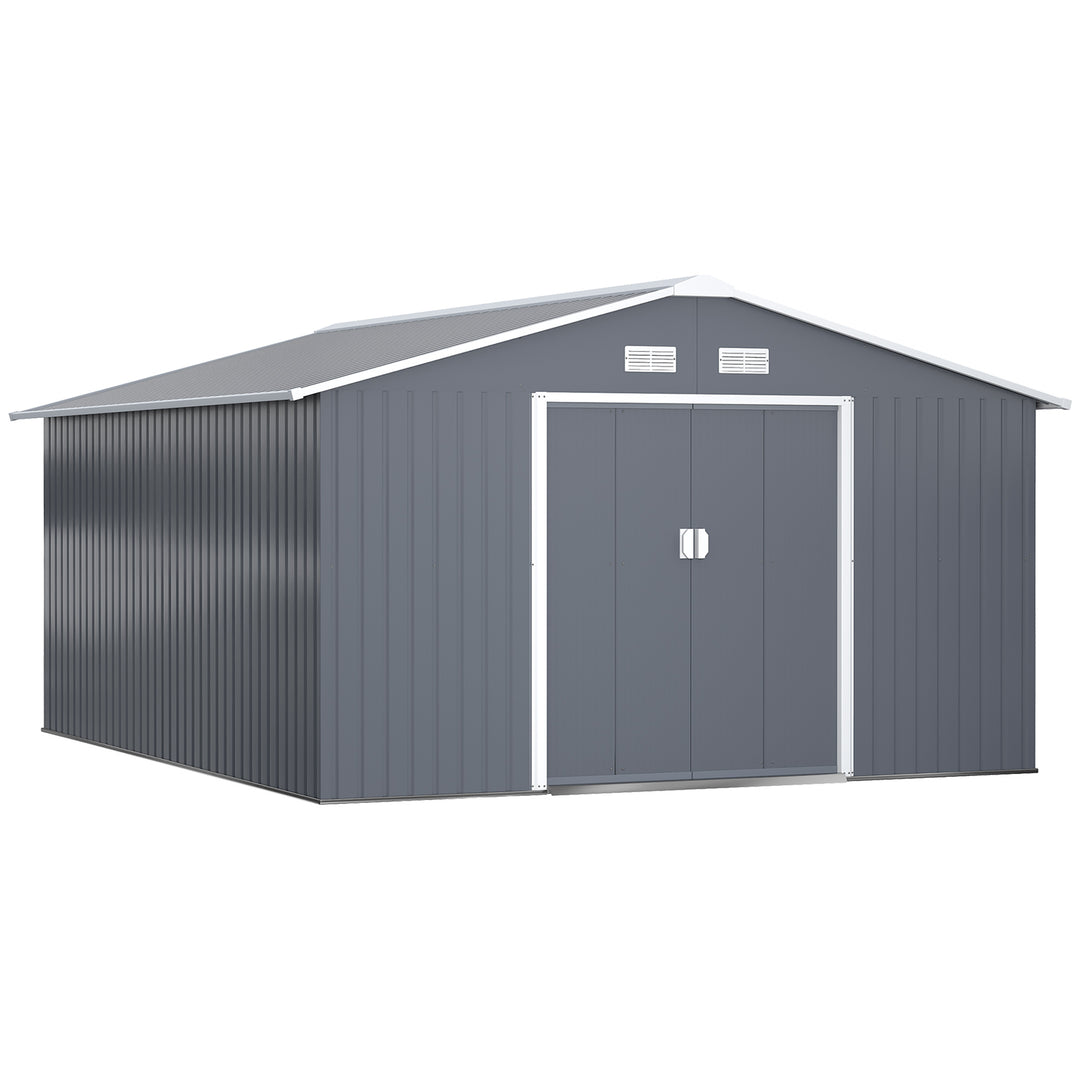 Outsunny 6.5 x 11FT Foundation Ventilation Steel Outdoor Garden Shed Grey