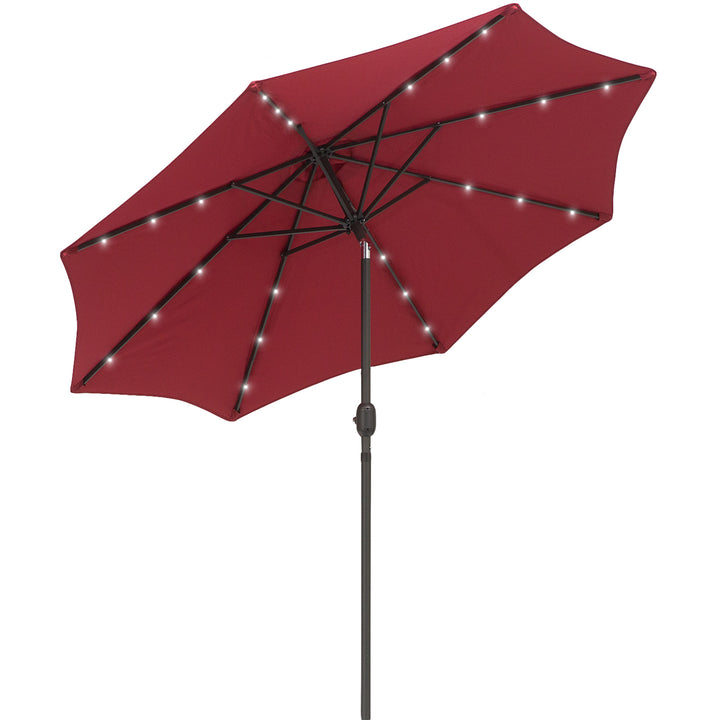 24 LED Solar Powered Parasol Umbrella-Wine Red