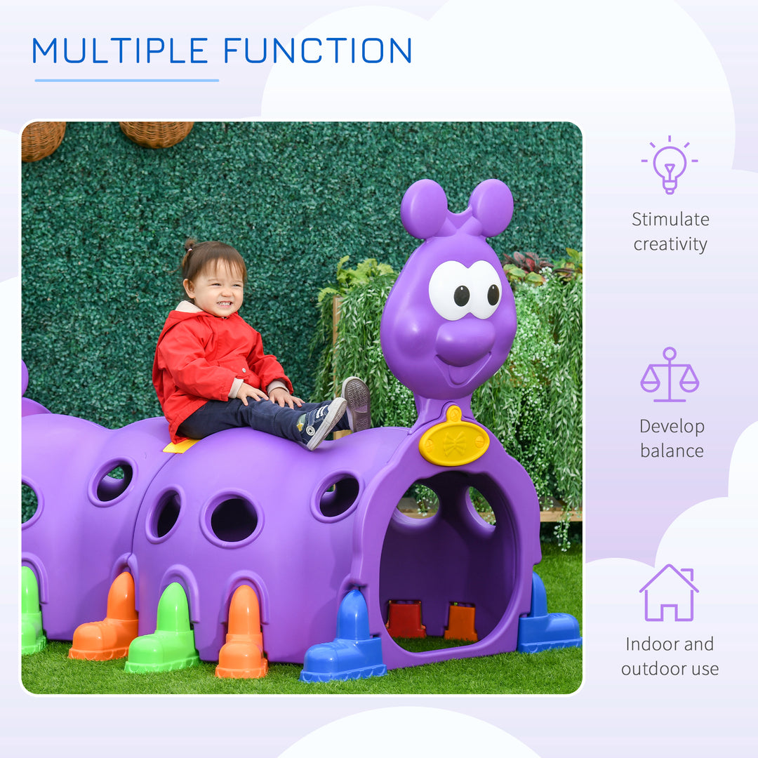 Play Tunnel for Kids Caterpillar Climbing Crawling Tunnel Equipment for 3-6 Years Old, Indoor Outdoor for Garden Playground, Purple