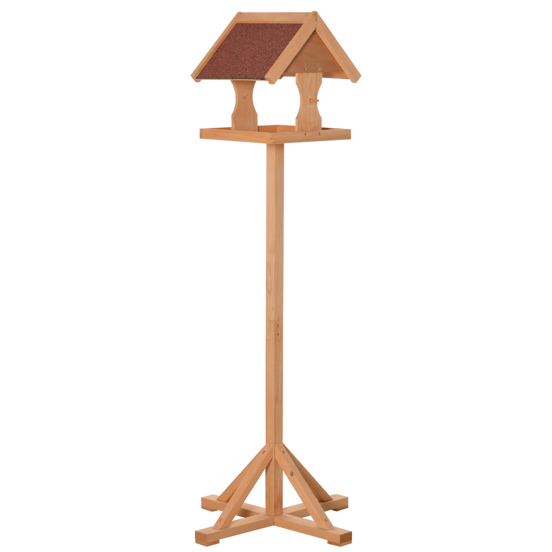 PawHut Wooden Bird Feeder Table Freestanding with Weather Resistant Roof Cross-shaped Support Feet for Backyard Pre-cut 55 x 55 x 144cm Natural