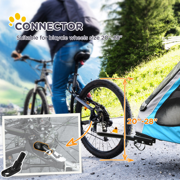 Dog Bike Trailer 2-IN-1 Steel Pet Cart Carrier for Bicycle with 360° Rotatable Front Wheel Reflectors Straps Cup Holder Water Resistant Blue