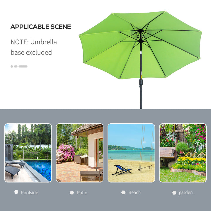 2.7M Patio Parasol Sun Umbrella, Tilt Shade Shelter Canopy with Crank 8 Ribs Aluminium Frame, Light Green