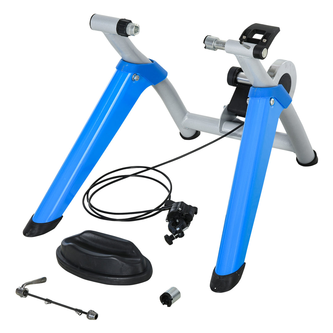 Steel 8-Level Indoor Stationary Bike Trainer Frame Bike Rack Exercises Blue