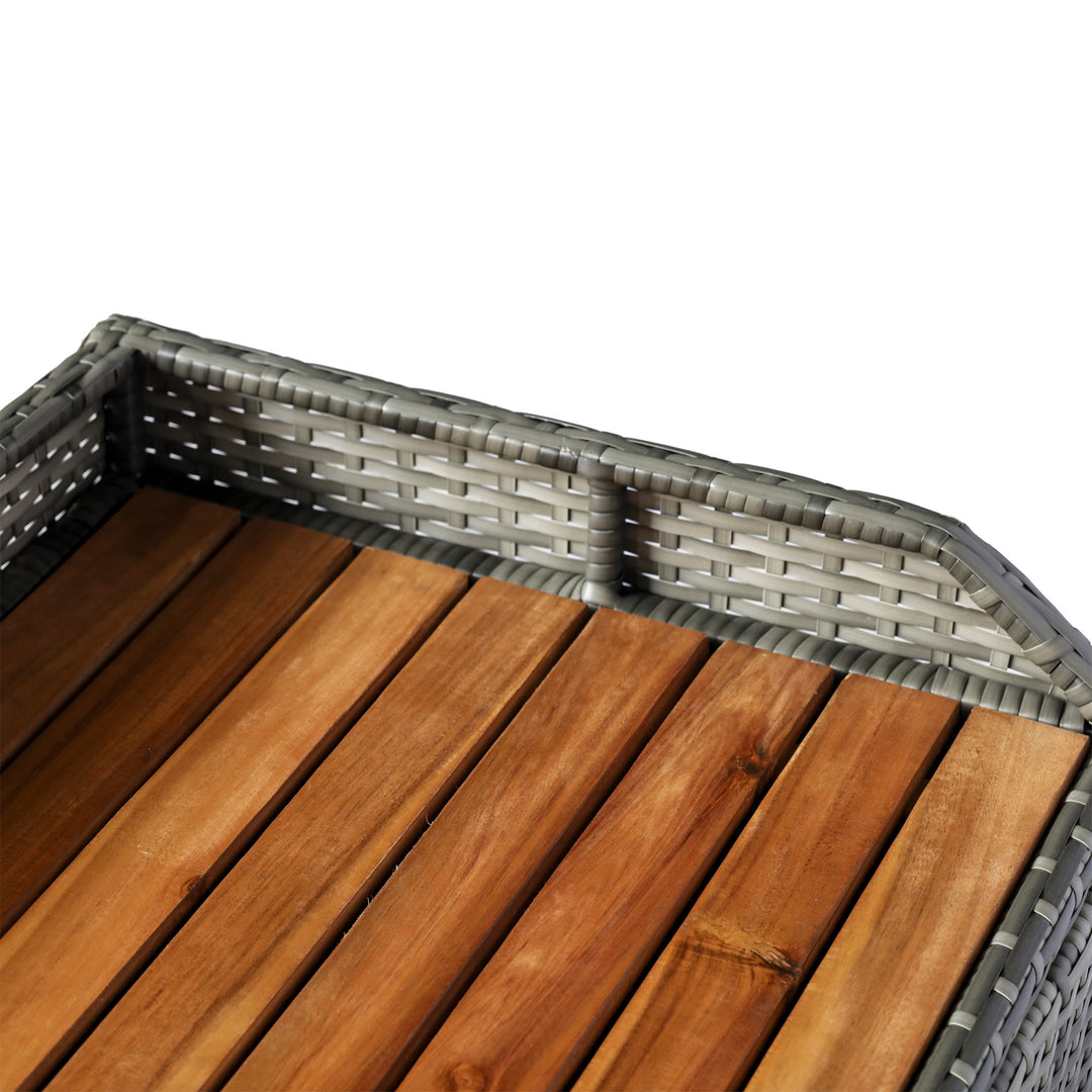 Patio Wicker Storage Bench Box, Outdoor Garden PE Rattan Pool Tool Storage - Grey