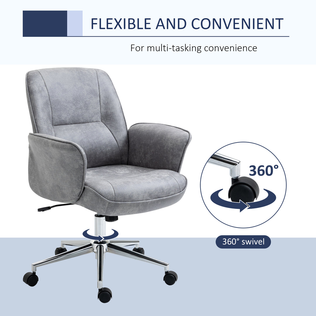 Vinsetto Swivel Ergonomic Office Chair Mid Back Desk Chair for Home Study Bedroom, Light Grey