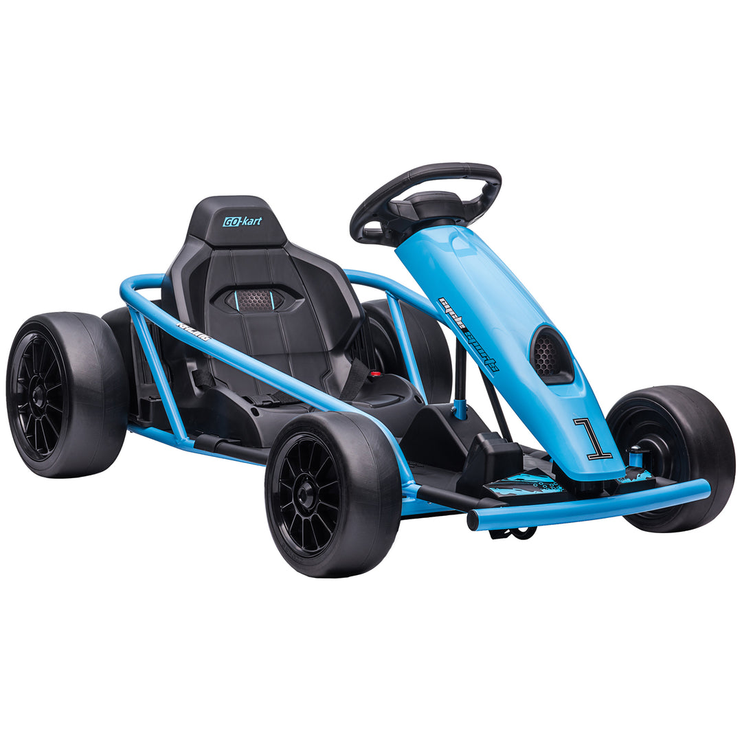 24V Electric Go Kart for Kids, Drift Ride-On Racing Go Kart with 2 Speeds, for Boys Girls Aged 8-12 Years Old, Blue