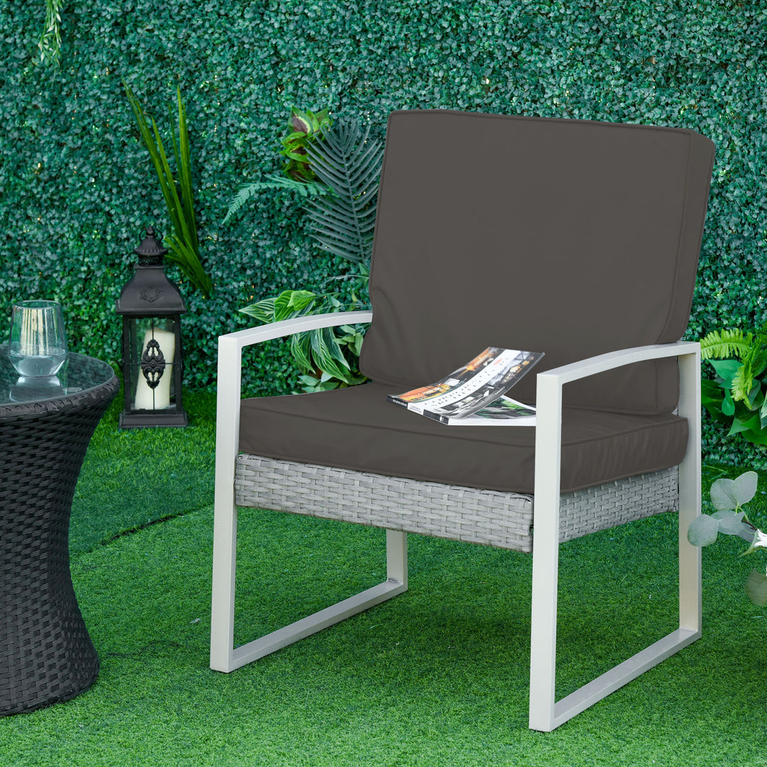 Set of 2 Garden Seat and Back Cushion Set, Seat Cushion and Back Cushion - Dark Grey