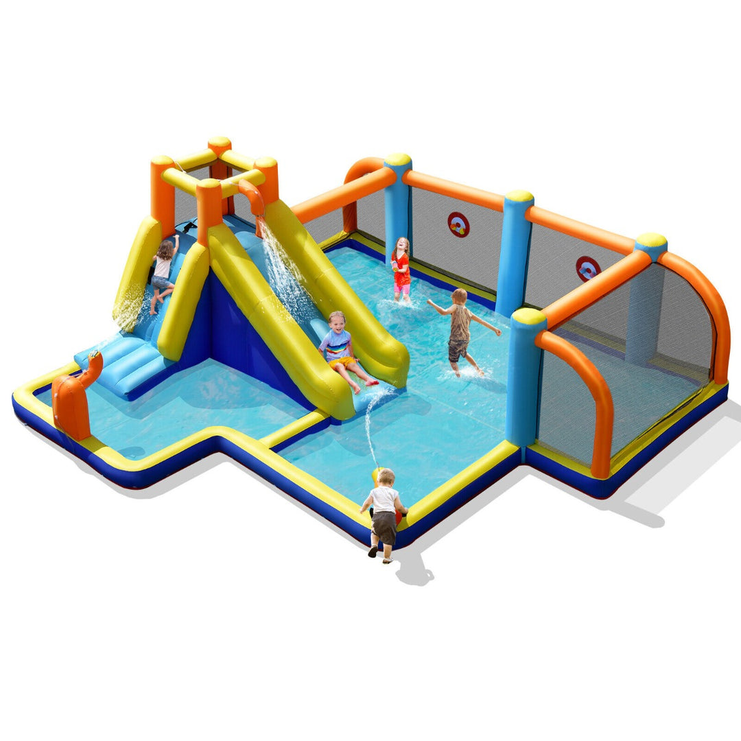 Inflatable Water Bounce House with Slide and Water Cannons