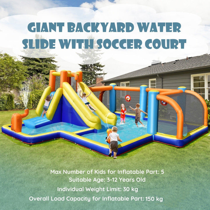 Inflatable Water Bounce House with Slide and Water Cannons