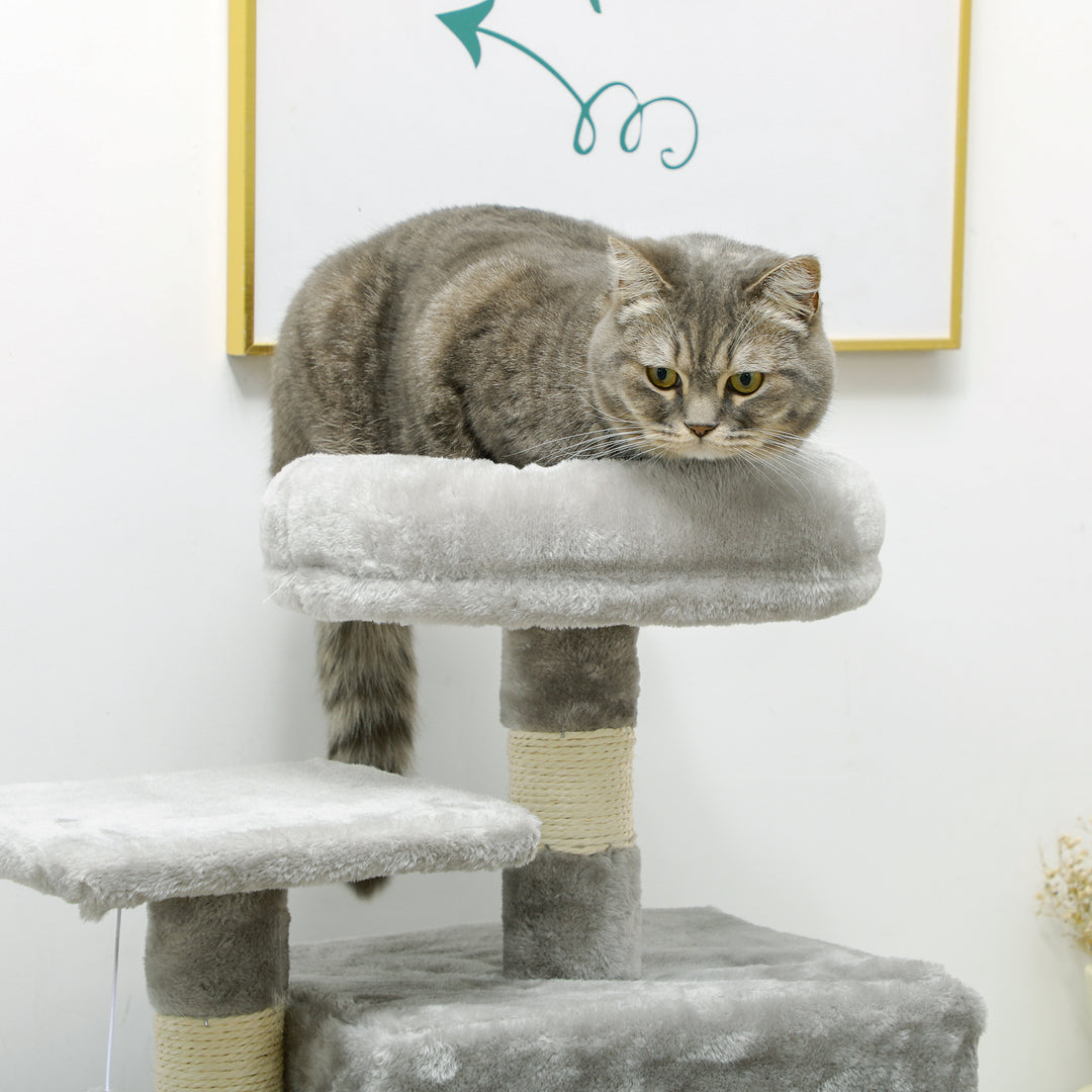 Plush Cat Tree with Sisal Scratching Post - Light Gray