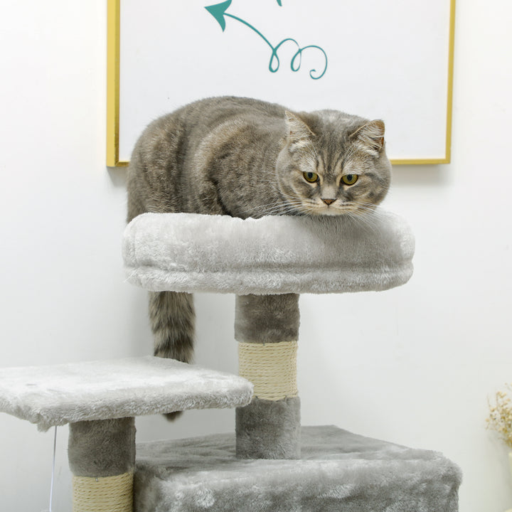 Plush Cat Tree with Sisal Scratching Post - Light Gray
