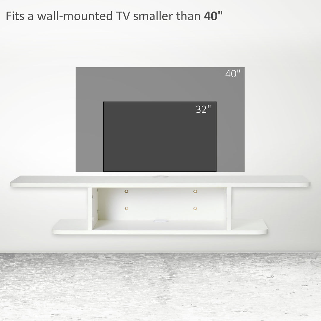 Floating TV Unit Stand for TVs up to 40", Wall Mounted Media Console with Storage Shelf, Entertainment Center, White