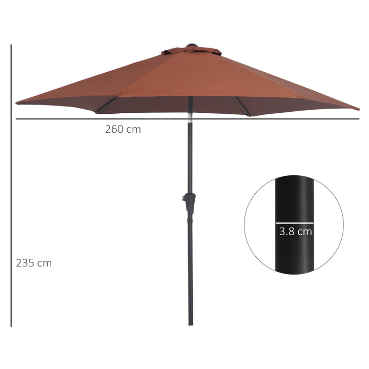 Outsunny 2.7M Parasol Patio Tilt Umbrella Sun Umbrella Outdoor Garden Sunshade Aluminium Frame with Crank, Coffee