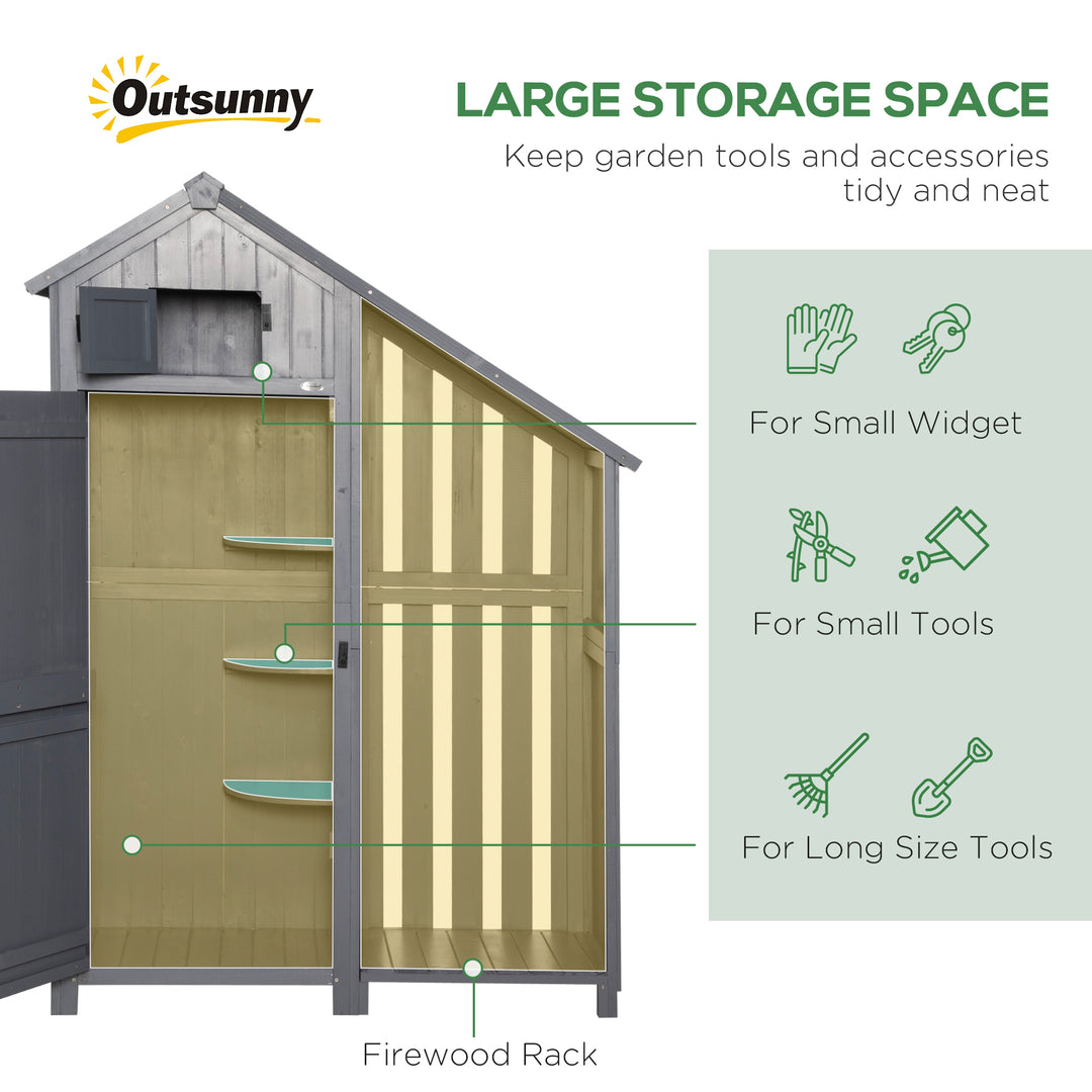 Garden Outdoor Storage Shed w/ 3 Shelves and Tilt Roof-Grey