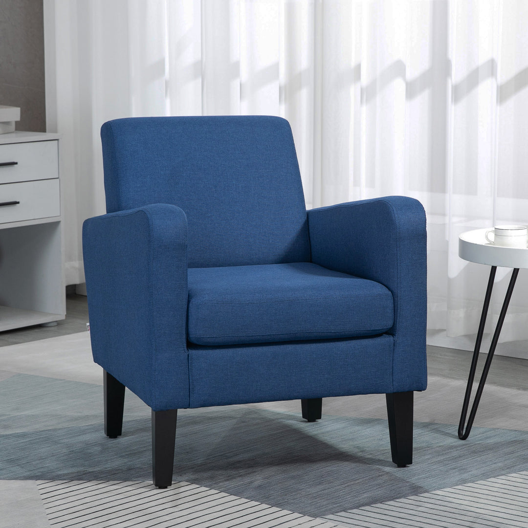 Modern Accent Chair, Occasional Chair w/ Wood Legs-Blue