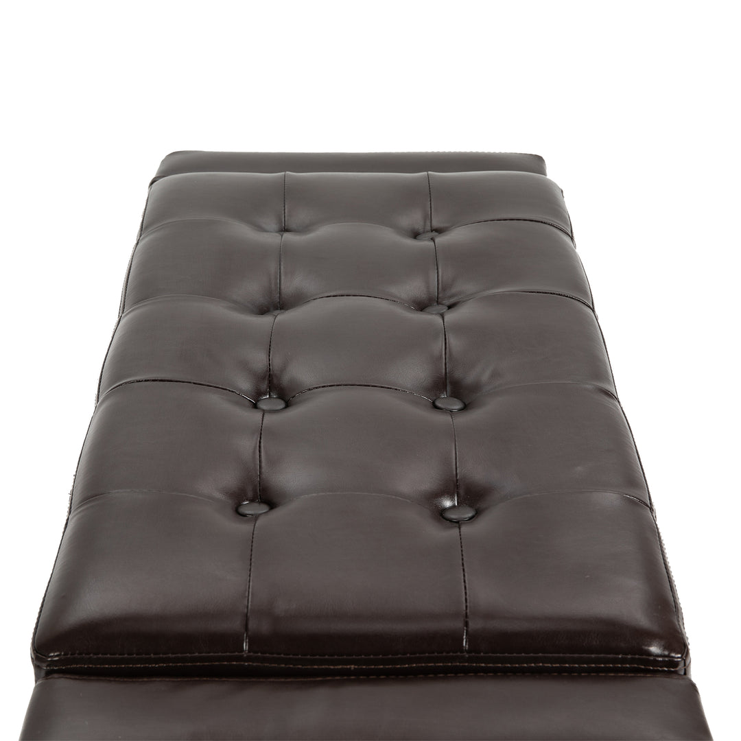 HOMCOM PU Leather Upholstered Lift-Top Tufted Ottoman Brown