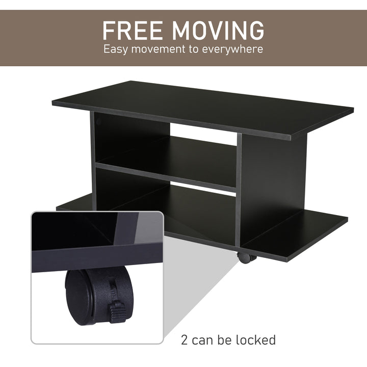 HOMCOM TV Stand W/ Shelves -Black