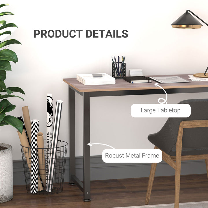 Computer Desk PC Writing Table Home Office Workstation Adjustable Feet Stable Work Study w/ Metal Frame Oak Black