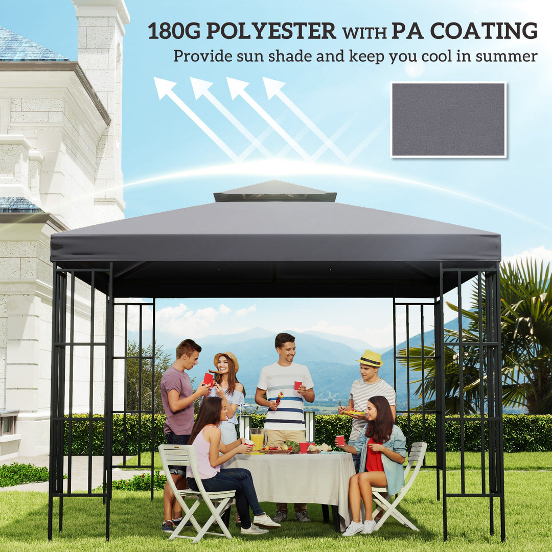 Outsunny 3 x 3(m) Gazebo Canopy Roof Top Replacement Cover Spare Part Deep Grey (TOP ONLY)