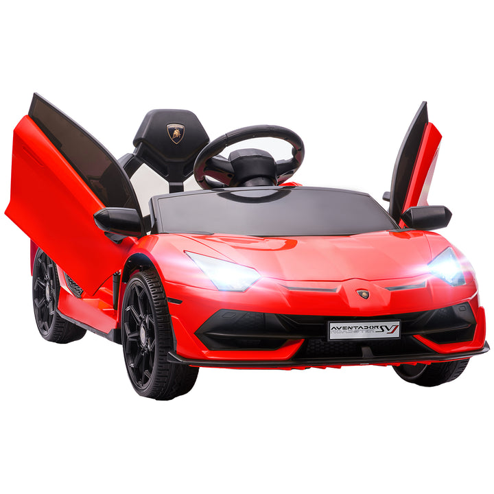 Lamborghini Licensed 12V Kids Electric Car w/ Butterfly Doors, Easy Transport Remote, Music, Horn, Suspension - Red