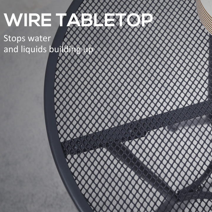Outsunny 60cm Garden Round Table Metal Outside Bistro Table with Mesh Tabletop for Garden Balcony Deck, Dark grey