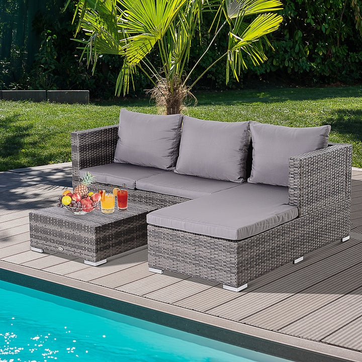 4-Seater Outdoor Garden PE Rattan Furniture Set Grey