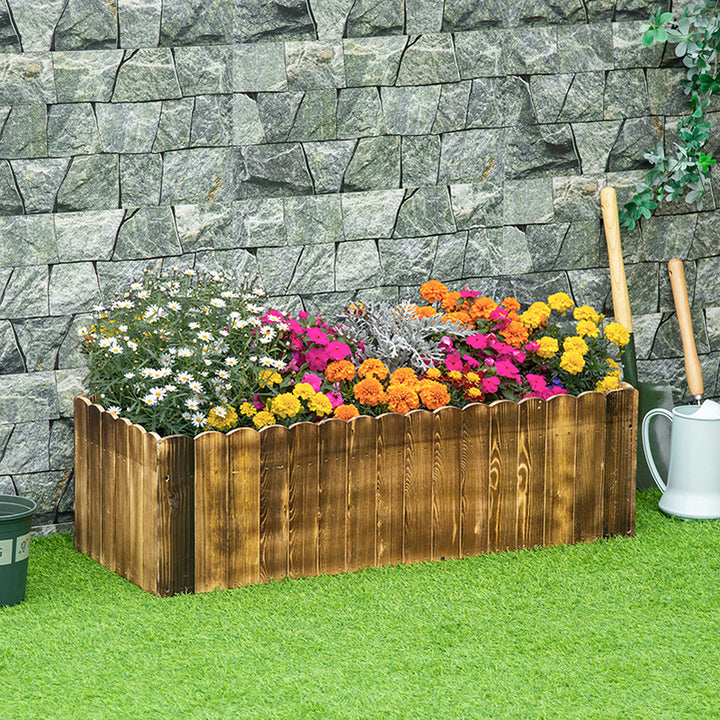 Garden Flower Raised Bed Pot Wooden Large Rectangle Planter (100L x 40W x 30H (cm)