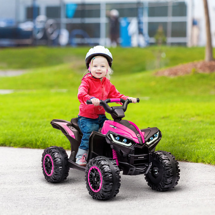 12V Quad Bike with Forward Reverse Functions, Ride on Car ATV Toy with High/Low Speed, Slow Start, Suspension System, Horn, Music, Pink