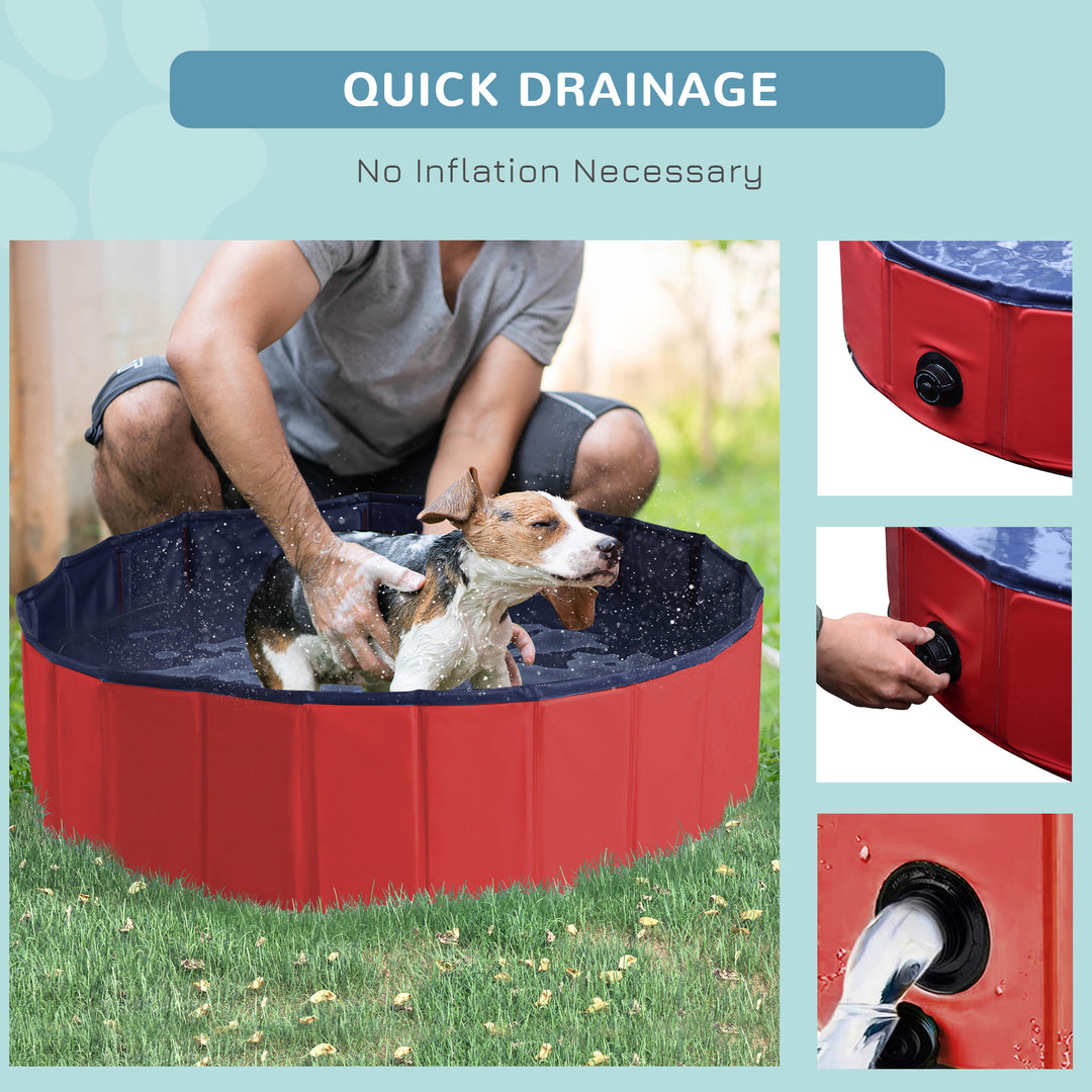 Non-Slip Foldable  Pet Swimming Pool-Red